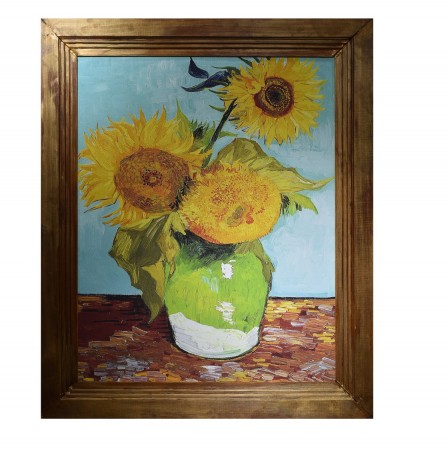 THREE SUNFLOWERS IN A VASE - by Vincent Van Gogh